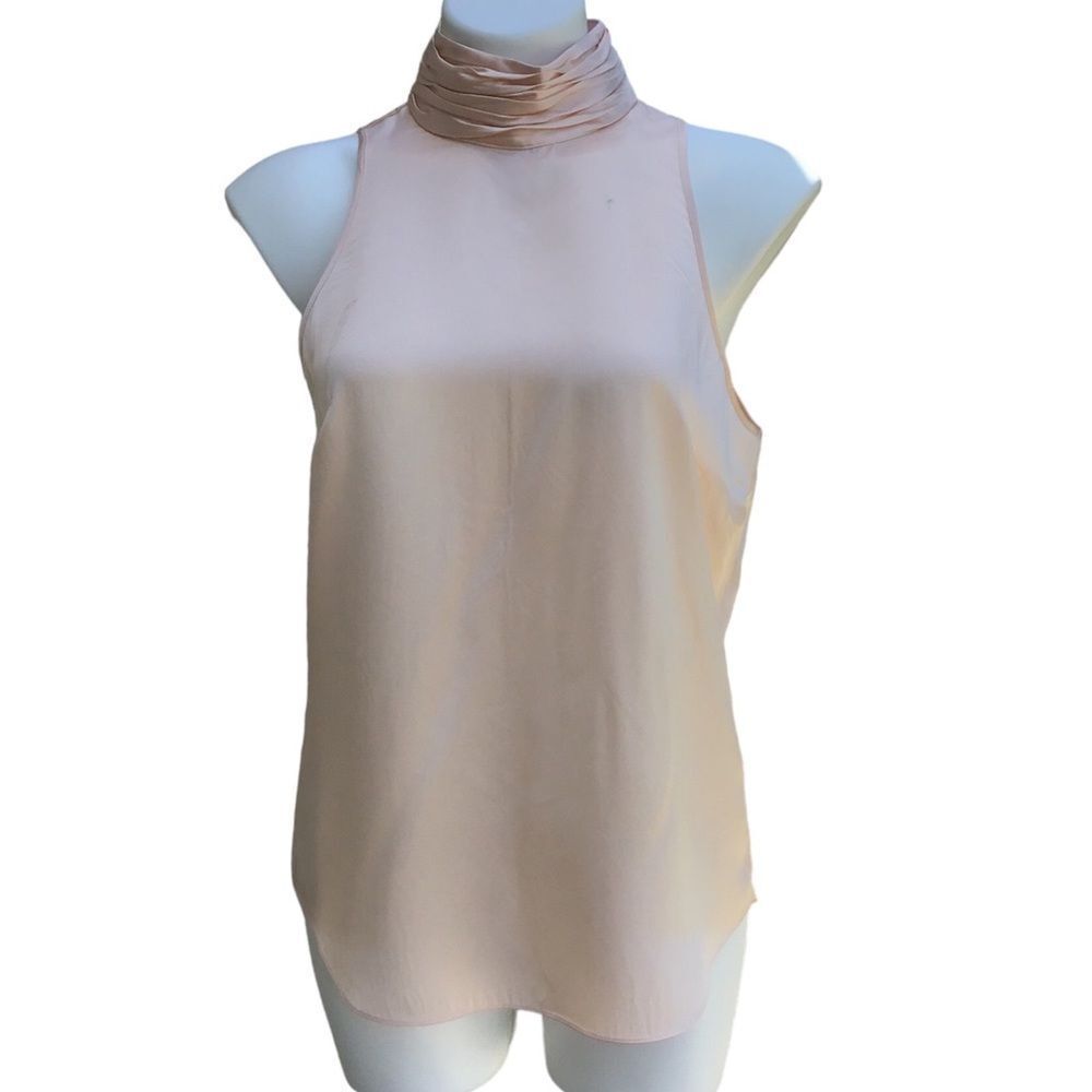 Cinq a Sept Mock Neck Satin Silk Sleeveless Top Size Medium New With Defects